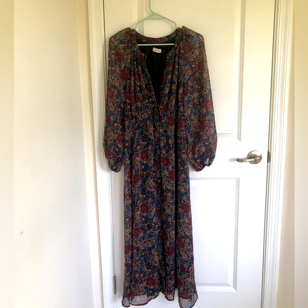 Mango long sleeve maxi dress